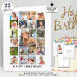 Birthday Photo Collage 22 Pictures Any Age Custom Card<br><div class="desc">Celebrate a BIG birthday for any age birthday with BIG memories on a BIG photo collage greeting card! Personalise with 22 photos (21 on the front cover and 1 on the inside) and your custom text for greetings and well wishes as all text is editable throughout the card front to...</div>