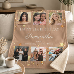 Birthday photo collage best friends Camel Sherpa Blanket