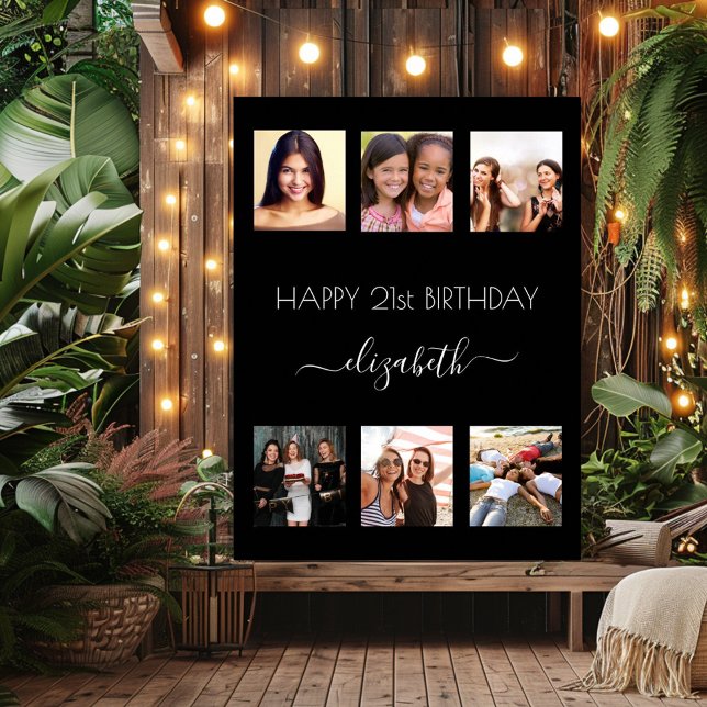 Birthday photo collage black BFF Poster (Creator Uploaded)