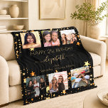 Birthday photo collage black gold best friends fleece blanket<br><div class="desc">A gift from friends for a woman's 21st birthday, celebrating her life with a collage of 6 of your high quality photos of her, her friends, family, interest or pets. Personalise and add her name, age 21 and your names. Golden text. A chic, classic black background colour. Her name is...</div>