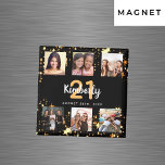 Birthday photo collage black gold best friends magnet<br><div class="desc">For a woman's 21st (or any age) birthday, celebrating her life with a collage of 6 of your high quality photos of her, her friends, family, interest or pets. Personalise and add her name, age 21 and a date. White and golden text. A chic, classic black background colour. Her name...</div>