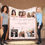 Birthday photo collage rose gold best friends fleece blanket<br><div class="desc">A gift from friends for a woman's 21st (or any age) birthday, celebrating her life with a collage of 6 of your high quality photos of her, her friends, family, interest or pets. Personalise and add her name, age 21 and your names. Dark rose gold text. A chic, feminine rose...</div>