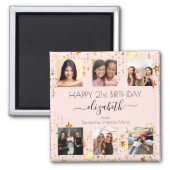 Birthday photo collage rose gold best friends magnet (Front)
