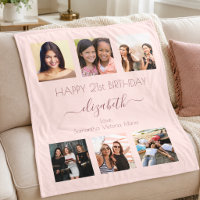 Birthday photo collage rose gold pink best friends