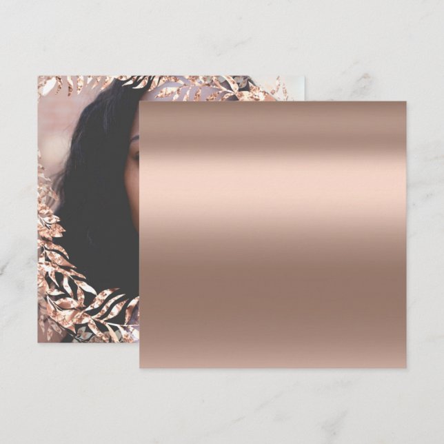 Birthday Photo Floral Frame Rose Gold Royal Invitation (Front/Back)