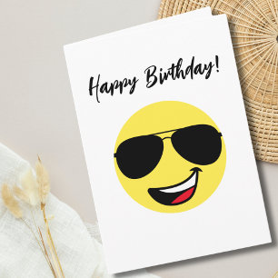 Birthday Photo Happy Face Aviator Glasses Funny  Card