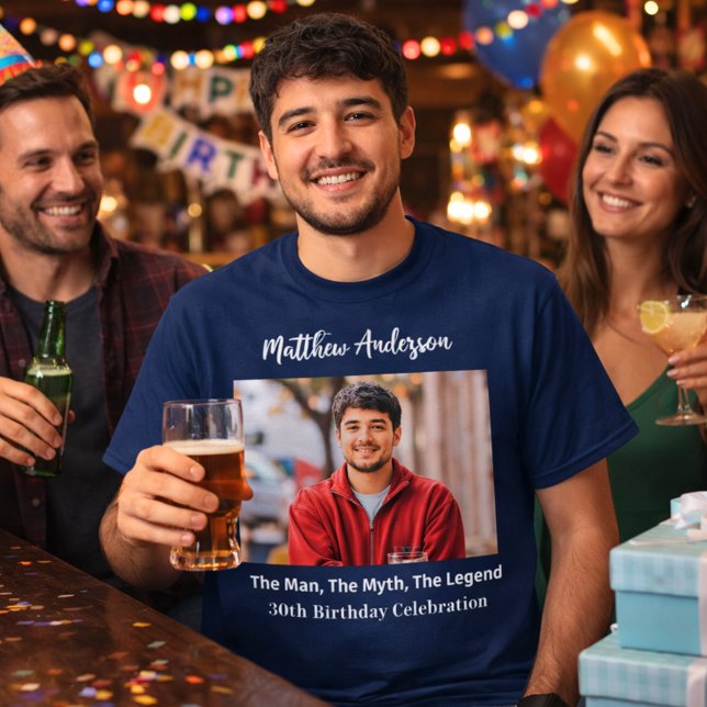 Birthday photo man myth legend name fun blue T-Shirt (Creator Uploaded)