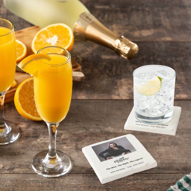 Birthday photo man myth legend stone coaster (Creator Uploaded)