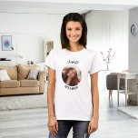 Birthday photo name script T-Shirt<br><div class="desc">Personalise and add a photo into the circular frame. Add a name and age.</div>