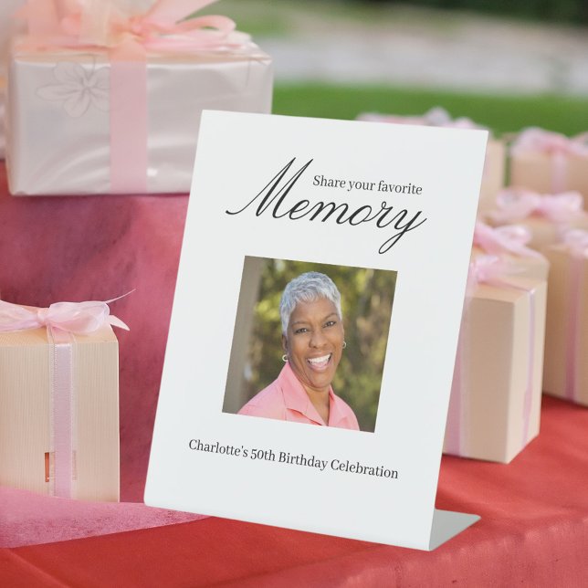 Birthday photo share a memory pedestal sign (Creator Uploaded)
