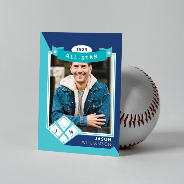 Birthday Photo & Stats All Star Baseball Card (Creator Uploaded)