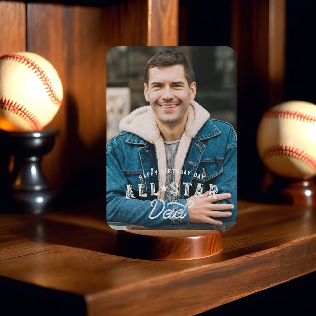 Birthday Photo & Stats All-Star Dad Baseball Card (Birthday Photo & Stats All-Star Dad Baseball Card Front )