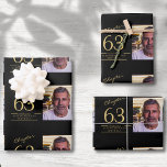 Birthday Photo Template Any Age Black Gold Wrapping Paper Sheet<br><div class="desc">Celebrate your loved one's birthday in style with black and gold birthday wrapping paper featuring their favourite photo. Discover how this high-quality,  customisable wrapping can elevate any birthday celebration and create a lasting impression for the birthday honoree.</div>