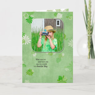 birthday photo with daisy background card