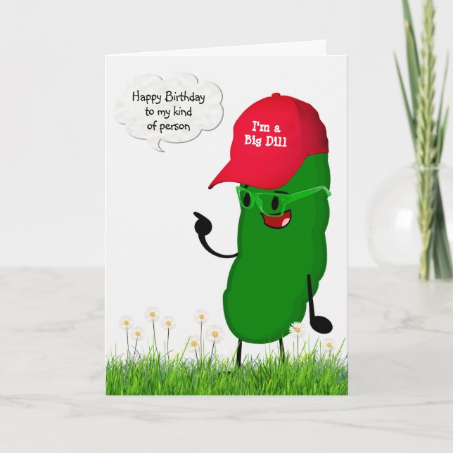 Birthday Pickle In a Red Ball Cap Card (Front)