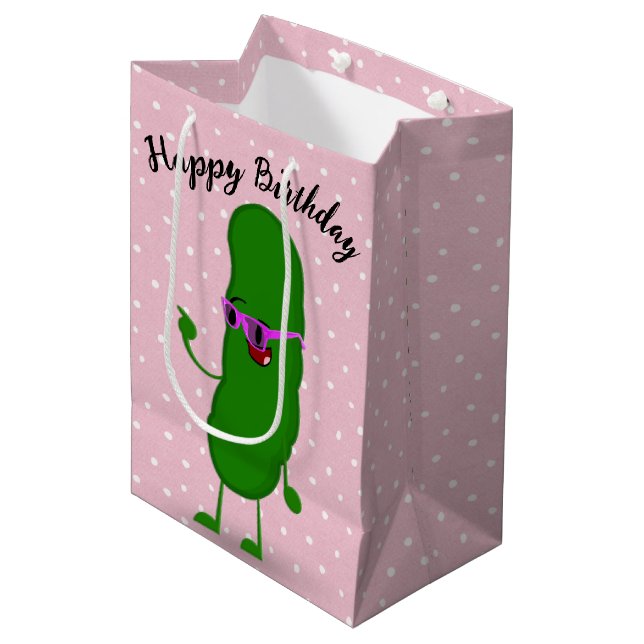 Birthday Pickle With Pink Glasses  Medium Gift Bag (Front Angled)