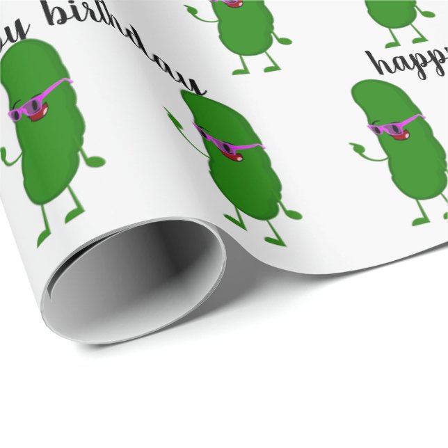 Birthday Pickle With Pink Glasses Wrapping Paper (Roll Corner)