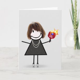 Birthday Pickleball Stick Figure Girl Card