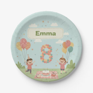 Birthday Picnic, Cute Retro Style Paper Plate
