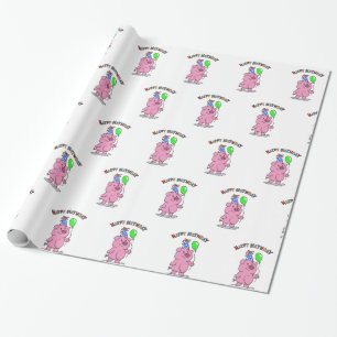 Birthday Pig cartoon choose background color Wrapping Paper
