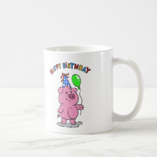 Birthday Pig cartoon choose background colour Coffee Mug