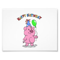 Birthday Pig cartoon | choose background colour