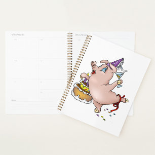 Birthday Pig Partying Spiral Planner