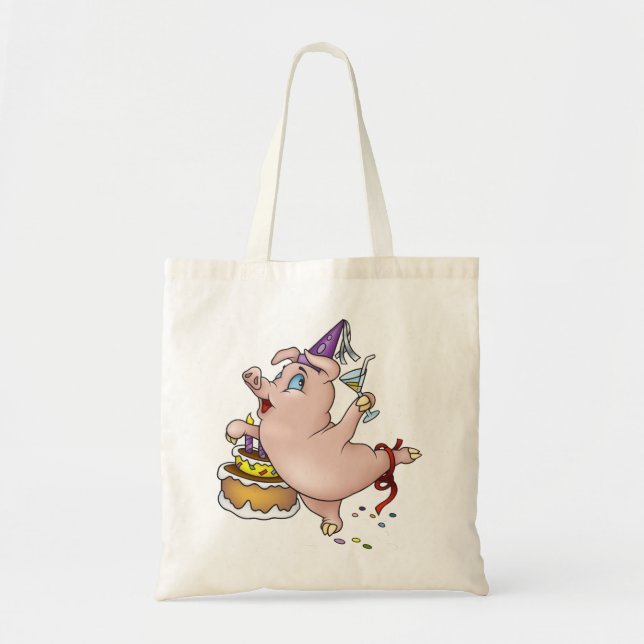 Birthday Pig Tote Bag (Front)
