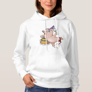 Birthday Pig Womens Hoodie