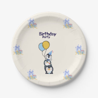 birthday pinguin  paper plate
