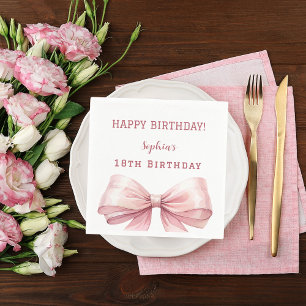 Birthday pink bow elegant napkin