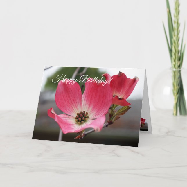 Birthday Pink Dogwood Card (Front)