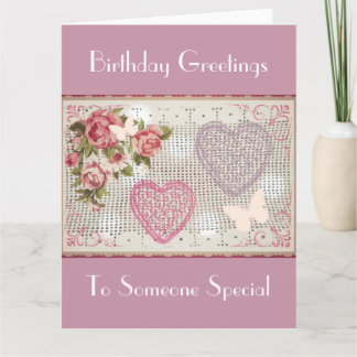 Birthday Pink Floral Decorative Art Card