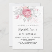 Birthday pink florals elegant white