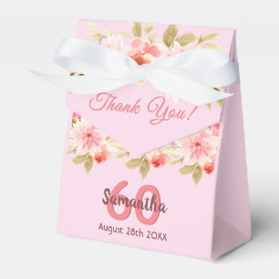 Birthday pink florals monogram thank you favour box