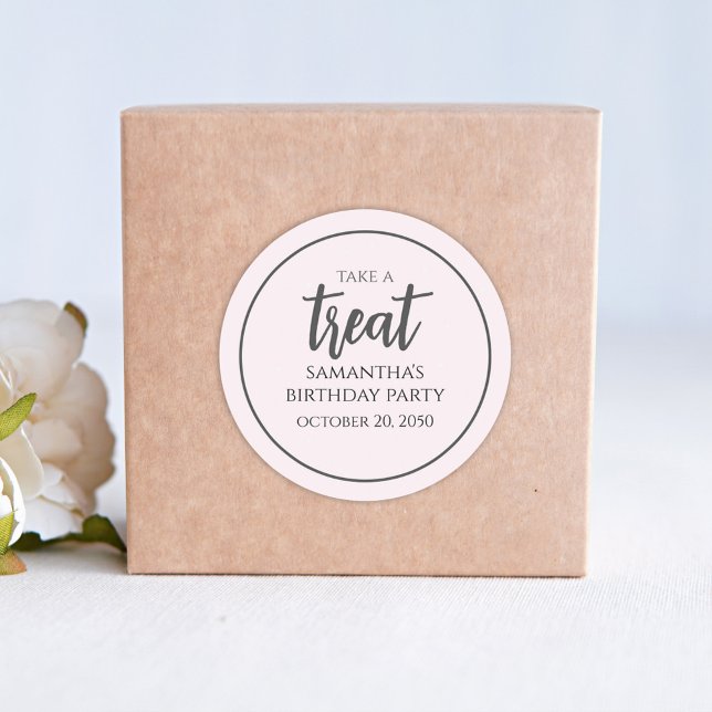 Birthday Pink Minimalist Cute Polka Dots Treat  Classic Round Sticker (Creator Uploaded)