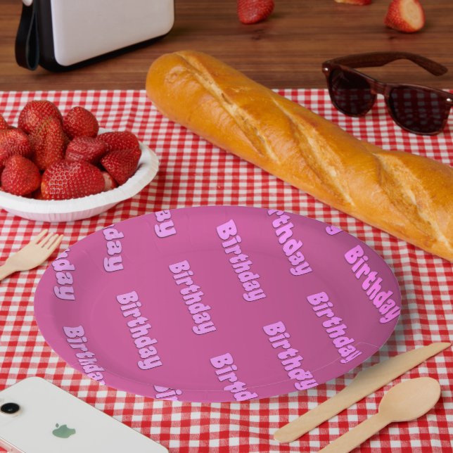 Birthday (pink) paper plate (Picnic)