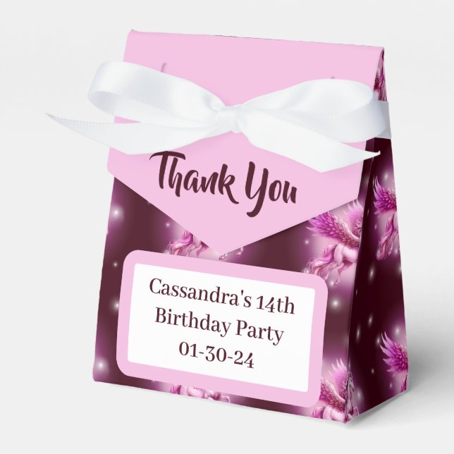 Birthday Pink Pegasus Fantasy Design Favour Box (Front Side)