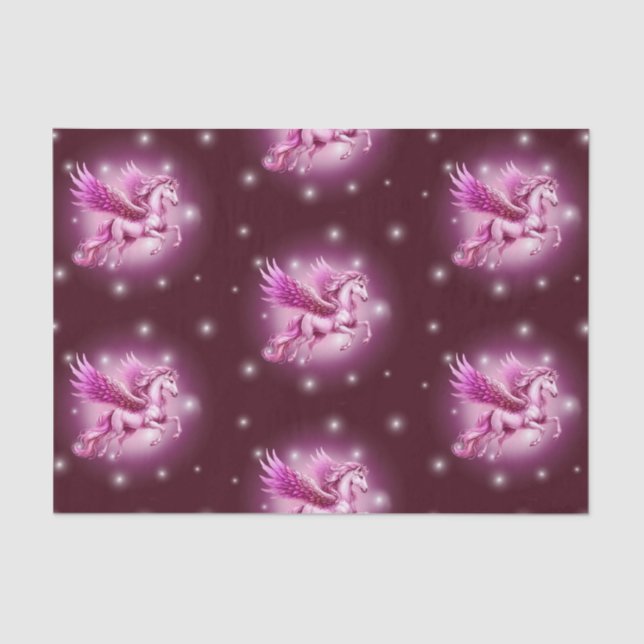 Birthday Pink Pegasus Fantasy Design Tissue Paper (Front)