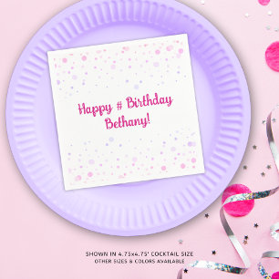 Birthday Pink Purple Confetti Dots Personalised Napkin