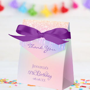 Birthday pink purple holographic favour box