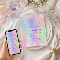 Birthday pink purple holographic