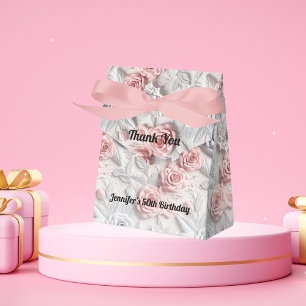 Birthday pink white flowers favour box