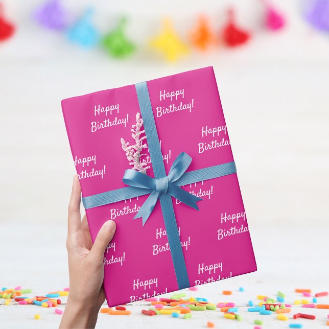 Birthday pink white girl wrapping paper (Creator Uploaded)