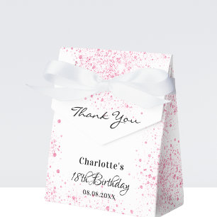 Birthday pink white glitter thank you favour box