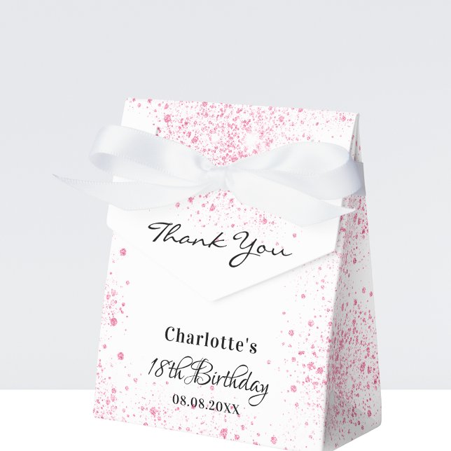 Birthday pink white glitter thank you favour box (Creator Uploaded)