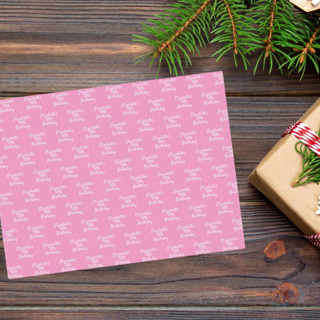 Birthday pink white name girly tissue paper (Creator Uploaded)