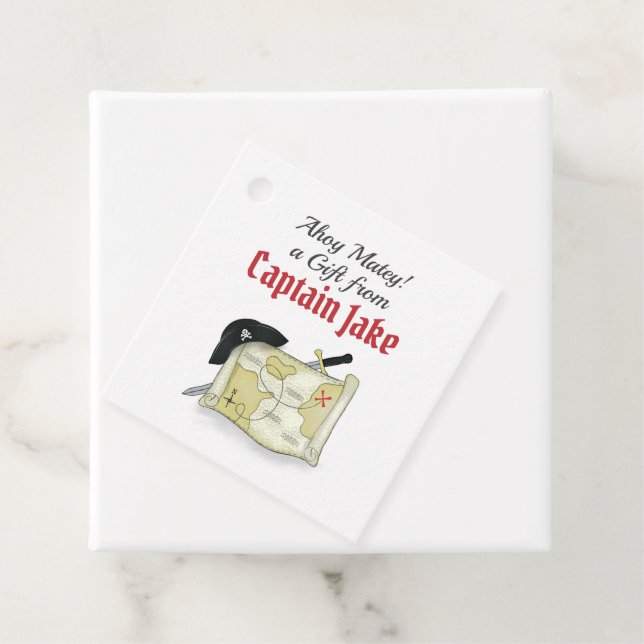 Birthday Pirate Map Kids Cute Personalised Custom Favour Tags (In Situ)