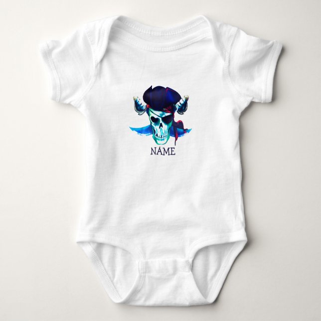 Birthday Pirate Skull Baby Bodysuit (Front)