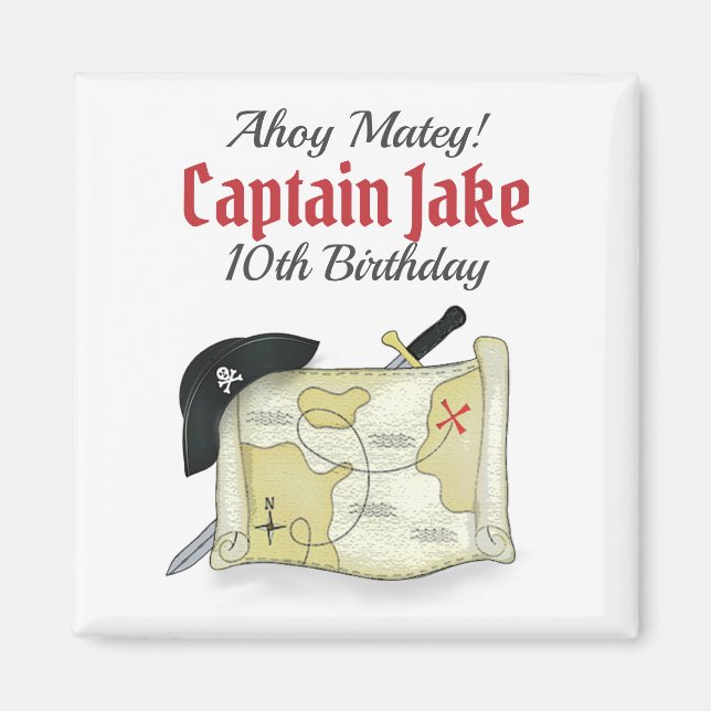 Birthday Pirates Treasure Map Party Favour Magnet (Front)